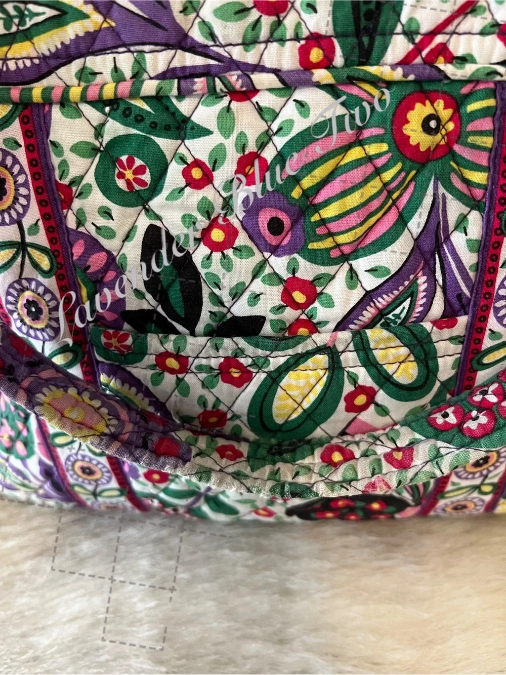 VERA BRADLEY Viva La Vera 2011 Mandy Tote Purple Green Zipper Pockets Y2K Floral